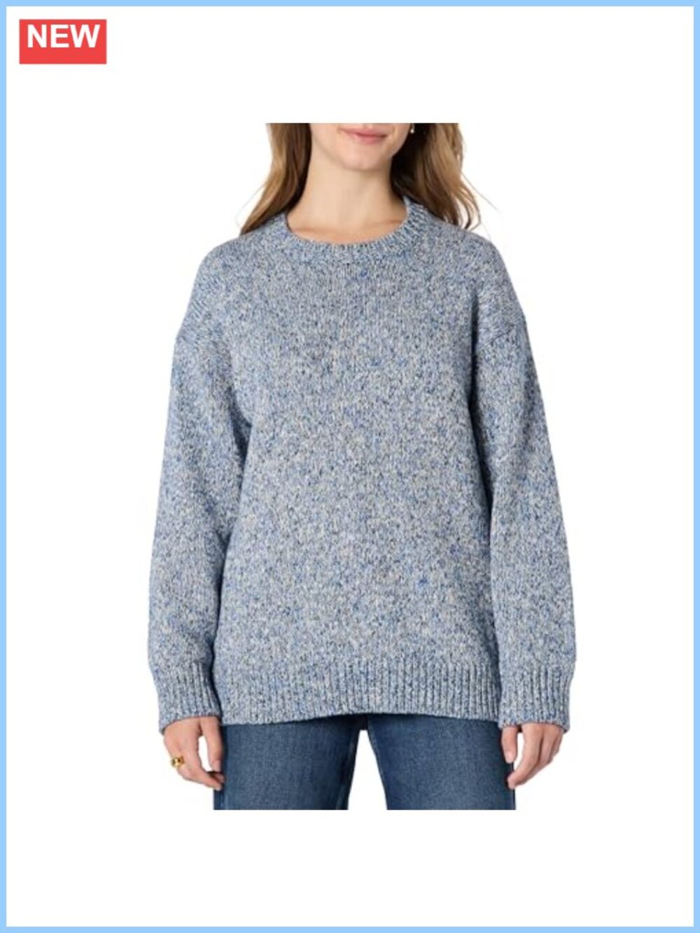 Oversized Fit Cotton Blend Heavyweight Crewneck Pullover Sweater Ribbed Knit